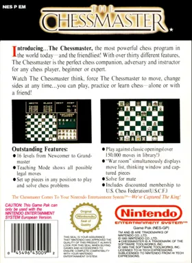 Chessmaster, The (USA) (Rev 1) box cover back